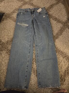 PacSun Light Blue Straight-Leg Distressed Jeans